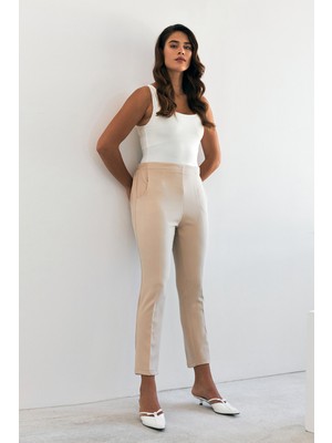 Vavinor Beli Lastikli Pantolon - Bej