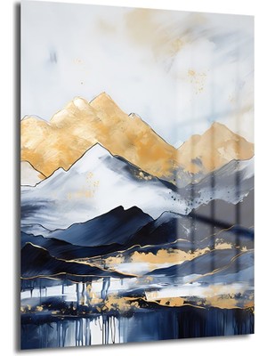 Glazella Altın Dağ Di̇key Cam Tablo