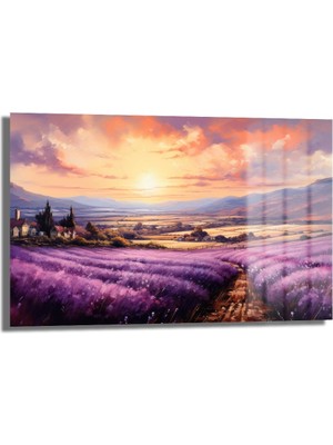 Glazella Dekorati̇f Lavanta Tarlası Yatay Cam Tablo