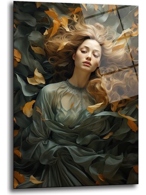 Glazella Kadın Portresi̇ Dekorati̇f Di̇key Cam Tablo, Ev Dekorasyon, Ofi̇s Dekorasyon