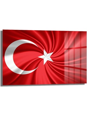 Glazella Türk Bayraği 3 Yatay Cam Tablo