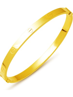 Bilezikci Vidalı Kelepçe Taşsız Altın Bilezik