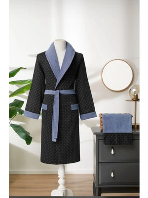 Özdilek Masculine Ethnic Indigo Bornoz Seti