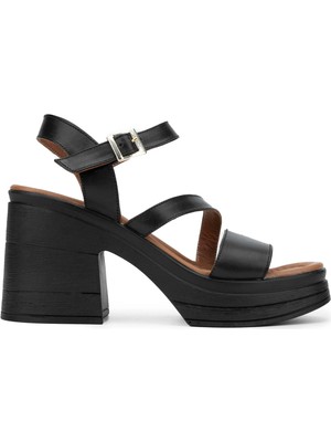 Tamer Tanca Kadın  Deri Siyah Deri Topuklu Sandalet 231 102S Bn Sndlt Y24 Sıyah Dr