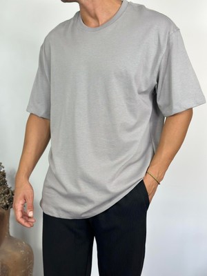 We Fabrica Gri Oversize Basic T-Shirt