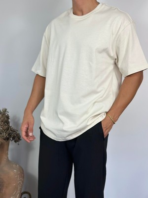 We Fabrica Bej Oversize Basic T-Shirt