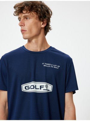 Koton Spor T-Shirt Slogan Baskılı Kısa Kollu Bisiklet Yaka