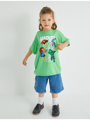Koton Marvel T-Shirt Kısa Kollu Lisanslı Bisiklet Yaka Pamuklu