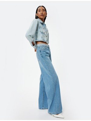 Koton Geniş Paça Kot Pantolon Standart Bel Düğmeli - Bianca Wide Leg Jeans