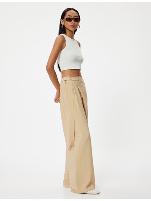 Koton Geniş Paça Pantolon Yüksek Bel Kemer Detaylı Cepli