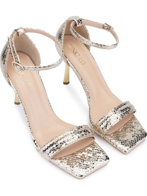 Tamer Tanca Kadın Vegan Dore Topuklu Sandalet 654 198 Bn Sndlt Y24 Dore