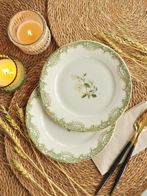 M'art Home Sipahi Sümbül 2 Li Porselen Pasta Tabağı 19 Cm