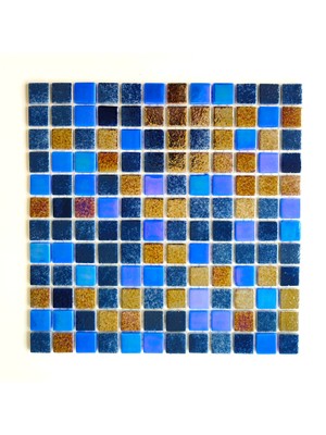 MozaiKristaL Havuz, Banyo, İç ve Dış Mekanlar ve Yaşam Alanlarının Tüm Yüzeyleri İçin Kristal Cam Mozaik. Cam Ölçüsü: 5 Mm. File Ölçüsü: 31.5X31.5 Cm. Renk: Mavi Mix. (1 Koli=10 File Karo=1m2 Fiyatıdır)