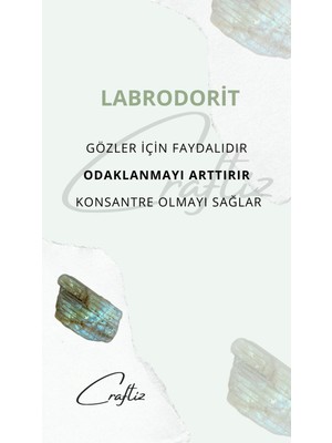 Craftiz Labradorit Kalp Doğal Taş Çelik Zincirli Kolye