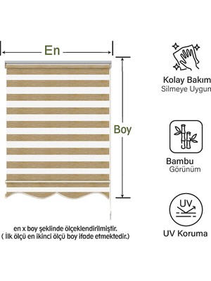 Mekstor Soft Bamboo Vizon Zebra Perde ( Etek Dilimli )