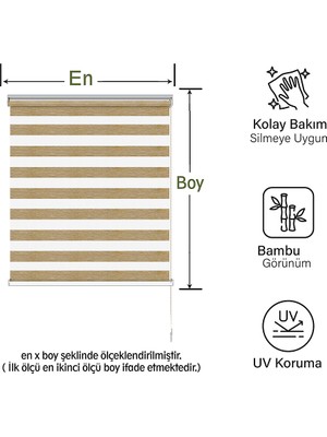 Mekstor Soft Bamboo Vizon Zebra Perde ( Etek Düz )