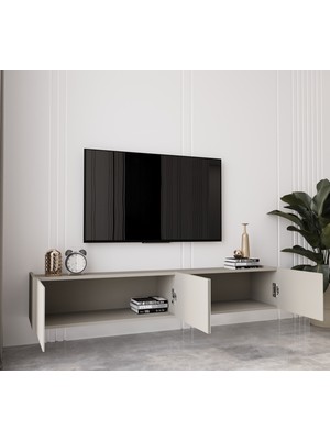 Enwood Capella Kumtaşı Rengi Mdf 4 Kapaklı Duvara Monte 180 cm Tv Ünitesi