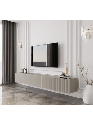 Enwood Capella Kumtaşı Rengi Mdf 5 Kapaklı Duvara Monte 200 cm Tv Ünitesi