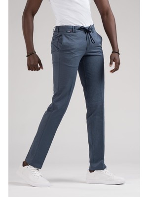 Ecer Slimfit Beli Yarım Lastikli ve Iplikli Gofre Kumaş Yazlık Jogger Pantolon