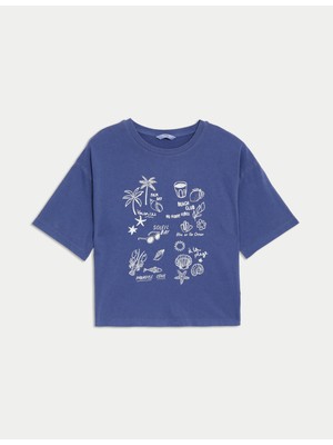 Marks & Spencer Saf Pamuklu Kısa Kollu T-Shirt (6-16 Yaş)