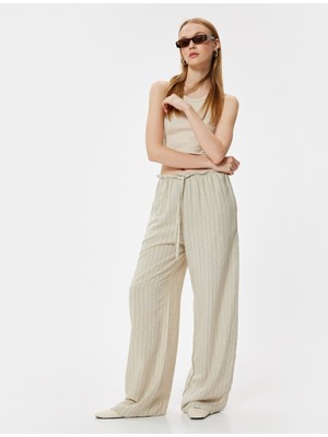 Koton Oversize Pantolon Beli Bağcıklı Fırfır Detaylı Cepli