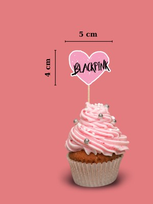 My Design Black Pink Doğum Günü Pasta Kürdanı, 12 Adet Cupcake Süsü