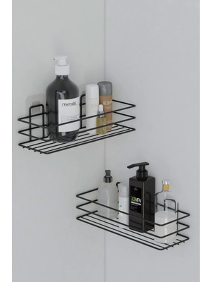 Safestore Yapışkanlı 2 Li Set Banyo Rafı Duş Şampuanlık Duvar Düzenleyici Organizer