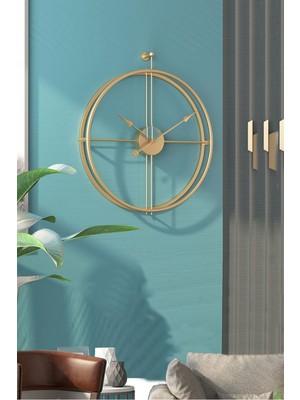 Tekno Trust 110 x 90 La Clock Xxl 90 cm Gold, Modern Dekoratif Ispanyol Tarzı Duvar Saati Altın Metal Yuvarlak