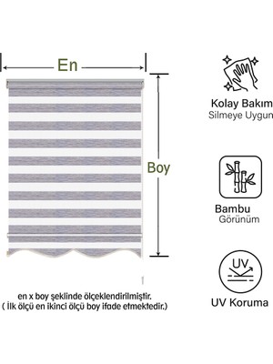 Mekstor Soft Bamboo Gri Beyaz Kırçıllı Zebra Perde ( Etek Dilimli )