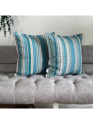 Desen İzmir Desenizmir Dekoratif Kırlent Kılıfı Keten Efekt Desen 2'li