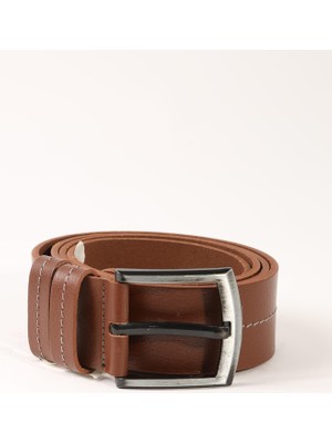 Dufy Taba Erkek Deri Dikişli Spor Kemer