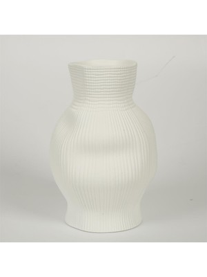 Vitale Beyaz Darbeli Vazo Kısa 15*15*23 cm AK.JM00010