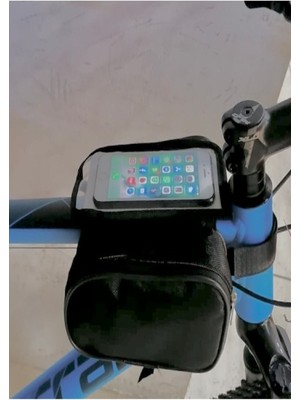 Mediterian Kadro Üstü Bisiklet Heybe Çantası, 6 İnç Telefon Yuvası, Siyah Renk, TR Menşei