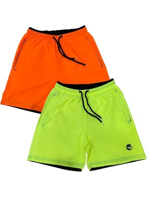 Relax Time Deniz Şortu - 2li Deniz Şortu Fermuarlı Cep Fileli