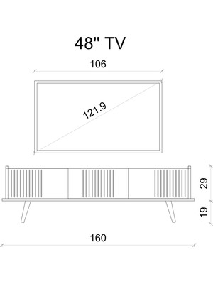 Enwood Spica Safir Meşe Rengi Mdf 3 Kapaklı Ahşap Ayaklı 160 cm Tv Ünitesi