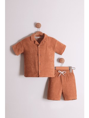 Erkek Çocuk Apaş Yaka Havlu Kumaş 2'li Takım