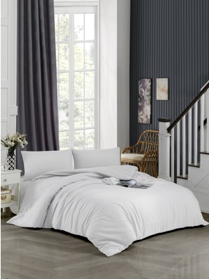 Homenup 100X200 Tek Kişilik Pamuklu Nevresim Takımı (Lastikli Çarşaflı) 120 Tel Pamuklu Beyaz