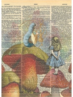 Jeronkarji Alice Harikalar Diyarında Nargile Içen Tırtıl Tablo Ahşap Poster Dekoratif