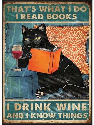 Jeronkarji Ben Öyle Yaparım Kitap Okurum Şarap Içerim ve Bir Şeyler Bilirim Tablo Ahşap Poster Dekoratif