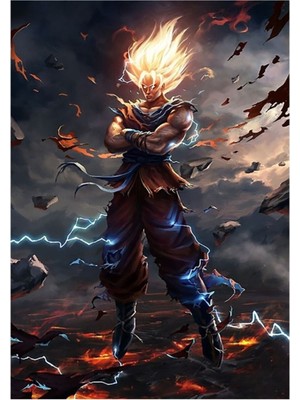 Jeronkarji Son Goku Süper Saiyan Tablo Ahşap Poster Dekoratif