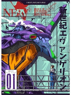 Jeronkarji Evangelion - Eva 01 Poster Renkli Tablo Ahşap Poster Dekoratif