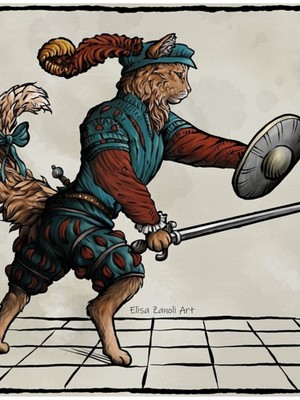 Jeronkarji Maowrozzo - Kılıç ve Buckler Tablo Ahşap Poster Dekoratif