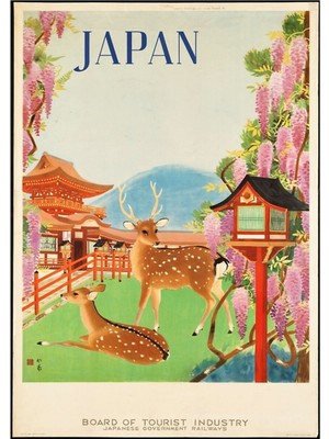 Jeronkarji Vintage Seyahat Posteri: Japonya Tablo Ahşap Poster Dekoratif