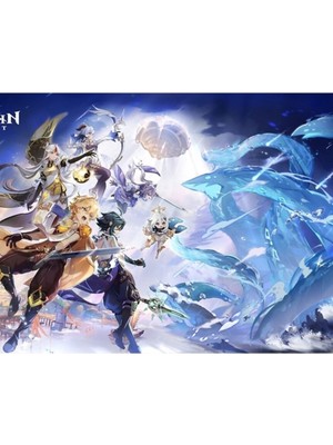 Jeronkarji Genshin Impact - Liyue Battle Resmi Çizimi - Ps5 Duyurusu Tablo Ahşap Poster Dekoratif