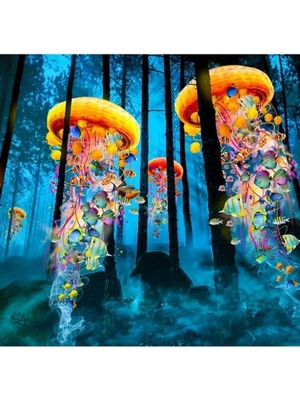 Jeronkarji Yeni Bir Ormanda Elektrikli Denizanası Dünyaları Tablo Ahşap Poster Dekoratif