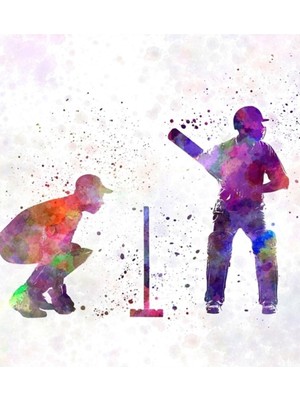 Jeronkarji Kriket Oyuncusu Siluet Tablo Ahşap Poster Dekoratif