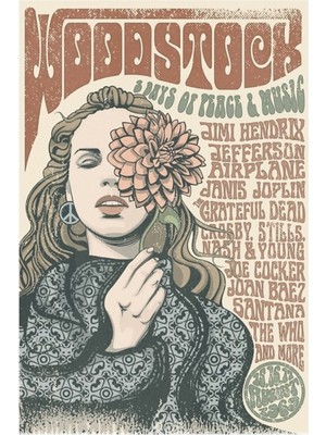 Jeronkarji Woodstock Festivali Poster Tablo Ahşap Poster Dekoratif