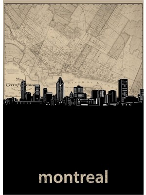 Jeronkarji Montreal Silüeti Tablo Ahşap Poster Dekoratif