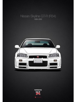 Jeronkarji Nissan Skyline Gt-R (R34) Tablo Ahşap Poster Dekoratif