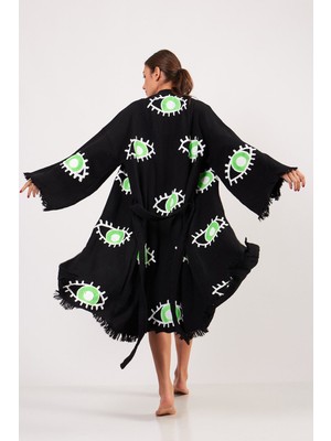 bebekokusu Green Eye Pamuklu Müslin Kimono Siyah